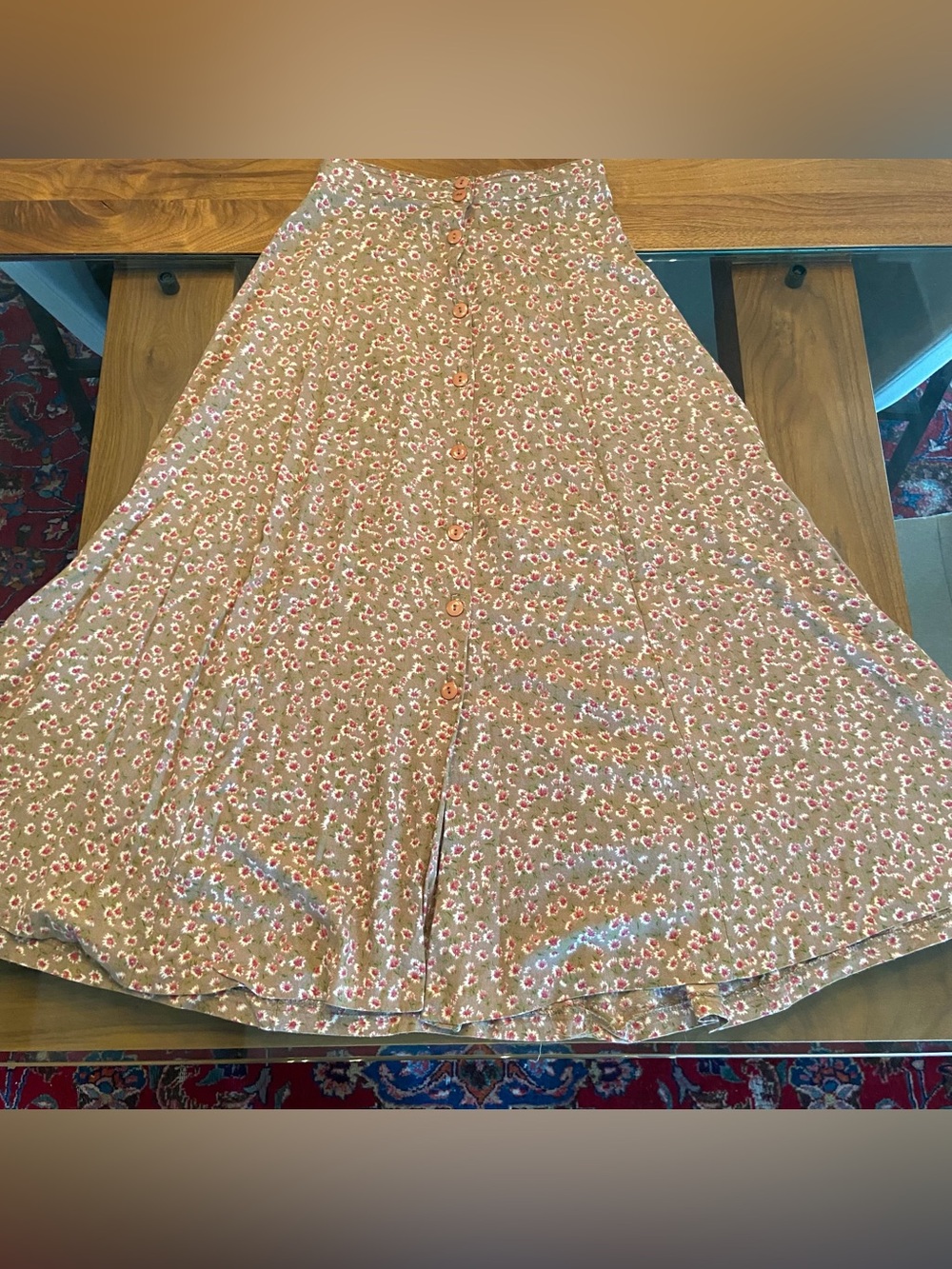 Floral Buttoned Midi Skirt